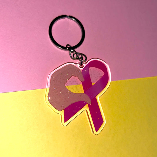 Breast Cancer Awareness glitter key chain